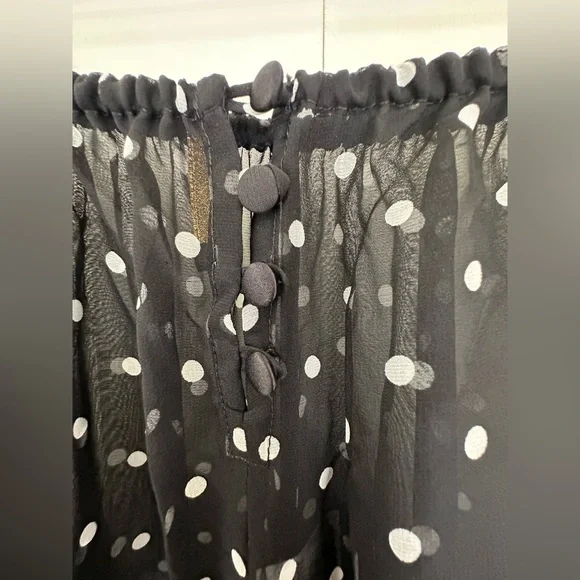 Rosamosario 100% Silk Georgette Polka Dot Lounge Set French Lace Luxury Lounge - Picture 7 of 17